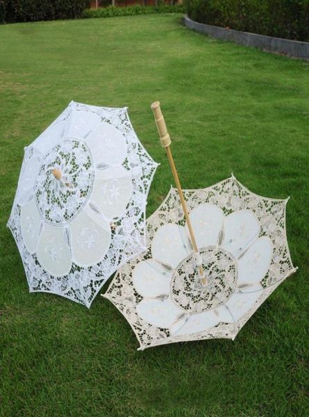 Outros acessórios Vintage Lace Umbrella Parasol Sun para decoração de casamento Pogal Branco Bege Sunshade1913024