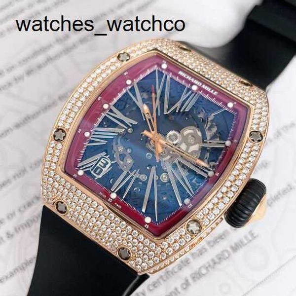 RM Relógio de Pulso Richardmillle Relógio de Pulso Mecânico Automático RM023 Rosa Ouro Original Conjunto de Diamantes Neutro Moda Lazer Negócios Sp mu70