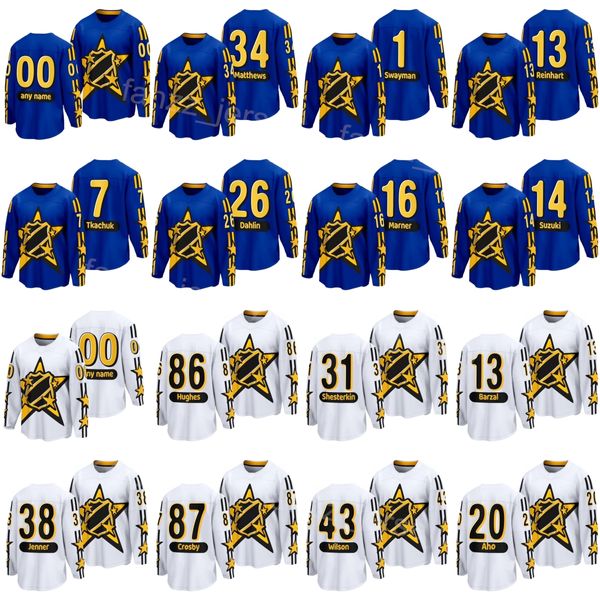 2024 All-Star Jersey Hockey Bambini Uomini Donne 88 David Pastrnak 1 Jeremy Swayman 26 Rasmus Dahlin 20 Sebastian Aho 38 Boone Jenner 93 Alex DeBrincat 72 Sergei Bobrovsky