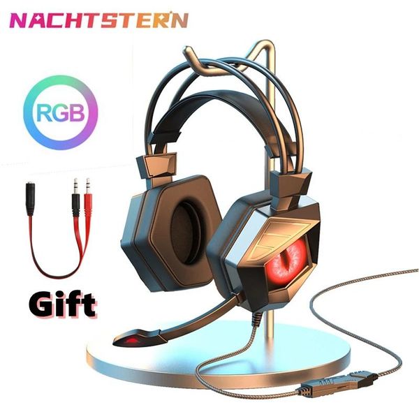 Kulaklıklar Yeni RGB Oyun Kulaklık Oyuncu USB Kablolu Kulaklıklar PC/PS4/PS5 7.1 Surround için Gürül