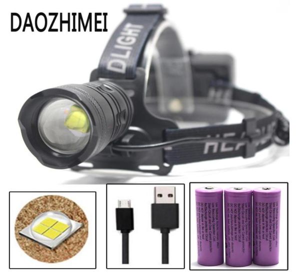 Lampada frontale da 50000 lumen 70 LED 32W ad alta potenza 3 modalità Lampada frontale ZOOM esterna Lampada frontale ricaricabile USB Torcia a LED11207919853952