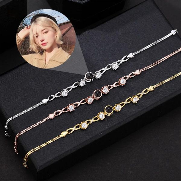 Bracelets S925 Custom Photo Projection Zircon Bracelet For Girlfriend Wife Gifts 2023 New In Valentine Day Luxury Trendy Romantic Jewelry