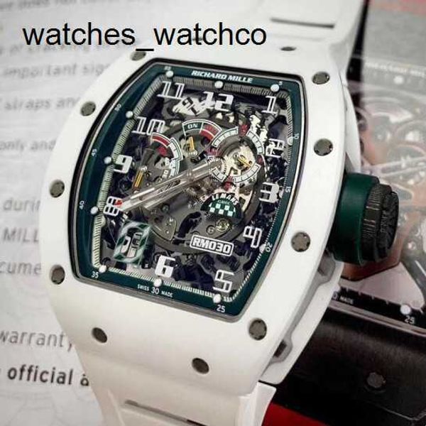 Orologio da polso RM Orologio da polso Richardmille RM030 Orologio meccanico automatico Serie Le Mans Limitato a 100 pezzi Ceramica sbiancante da polso Rm030