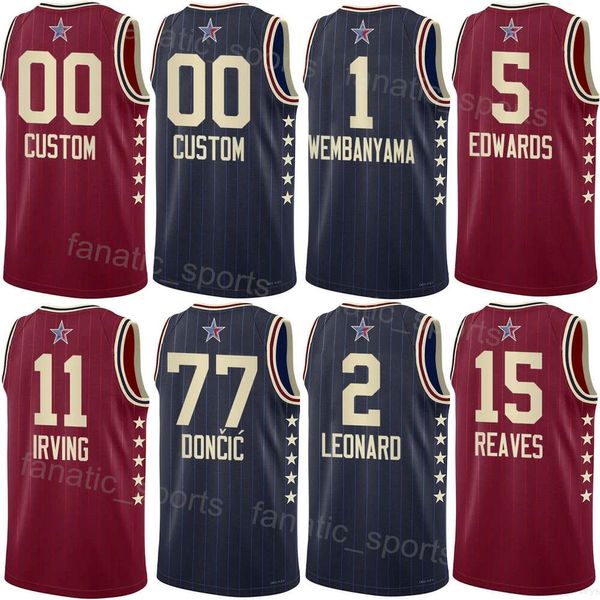 Stampa 2024 All-Star Basketball Ja Morant Jersey 12 Devin Booker 1 DeAaron Fox 5 Kawhi Leonard 2 James Harden 1 Kyrie Irving 11 Anthony Edwards 5 Nome personalizzato Numero