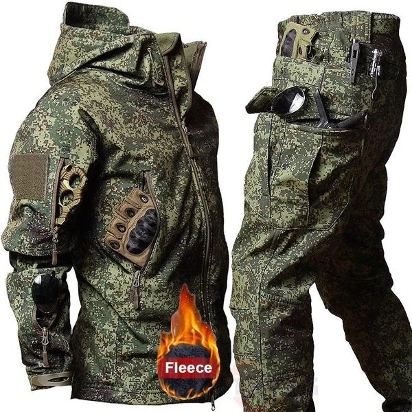 Ginásio Roupas Uniforme Militar Homens Conjuntos Táticos de Inverno Camo À Prova D 'Água Trabalho Desgaste Jaqueta Multi-bolso Ternos Ao Ar Livre Sawt Combat Sharkskin