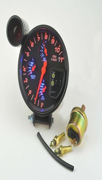 Universeller 5 Zoll schwarzer 4-in-1-Drehzahlmesser mit Schaltlicht, Wasser-Tempoil-Tempoil-Drucktachometer 1191874