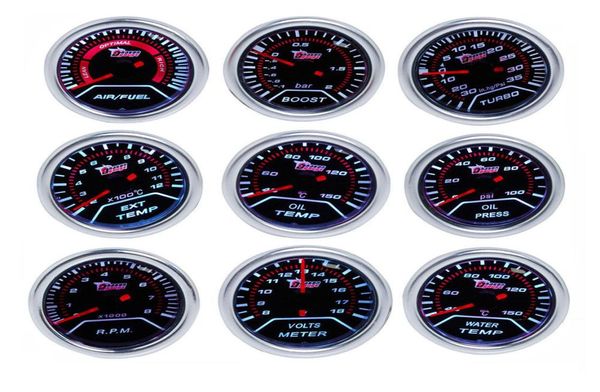 Lente de fumaça BoostWater TempOil TempOil PressVoltageAir Fuel RatioExhaust Gas TempTachometer Gauge 52mm Analog led White Case3615936