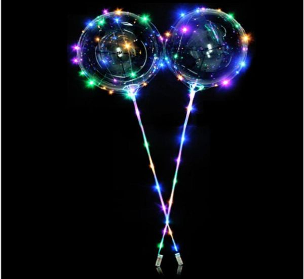 Balões BOBO LED luminosos transparentes inteiros de 20 polegadas com vara de 70 cm Decorações para festa de casamento Ballon8792609