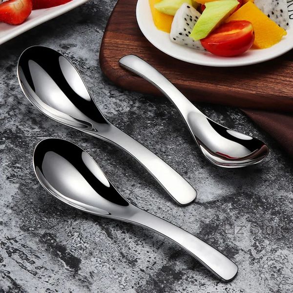 Cucchiaio in acciaio inossidabile Manico corto Cucchiaio da zuppa per bambini Addensare il gelato Scoop per frutta Latte in polvere Cucchiai di miele Stoviglie da cucina TH1266