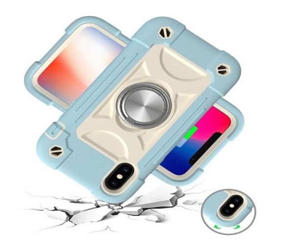 Custodia magnetica con supporto per anello in metallo Custodia Defender per Iphone 12 mini 11 Pro Max XR XS 6 7 8 plus 3 in 1 Armatura morbida in silicone rigido PC 2303201