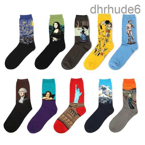 Männer Frauen 3D Retro Gogh Ölgemälde Kunst Socken Lustige Baumwolle Gemusterte Sternennacht in Tube für LYDA