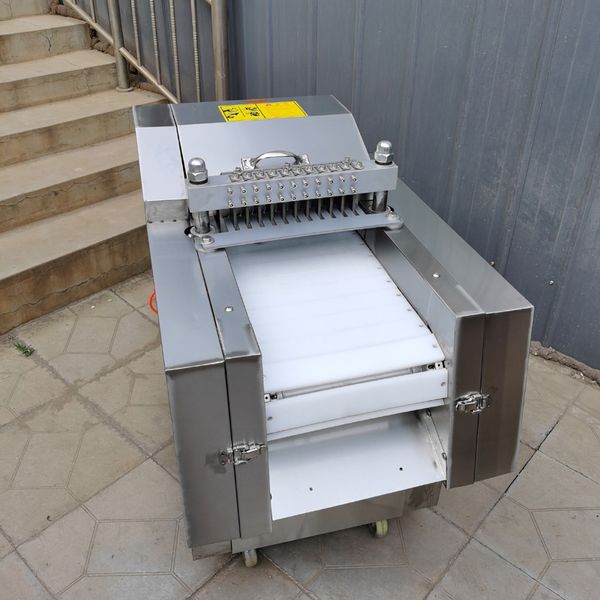 Máquina de corte automática de carne congelada, 750 kg/h, fatiador de carne de carneiro, cubo, máquina de corte de peito de frango congelado