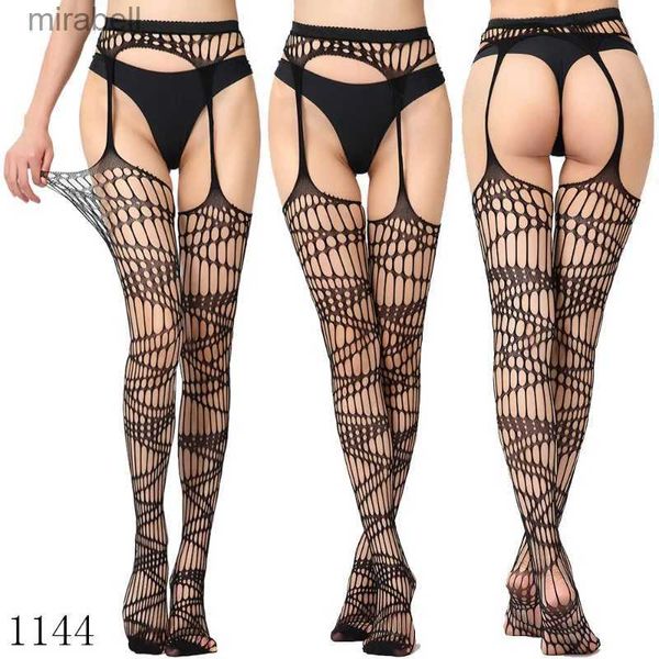 Meias meias femininas meias pretas fishnet meias altas lingerie sexy senhoras meia-calça floral impressão malha rendas meias longas yq240122