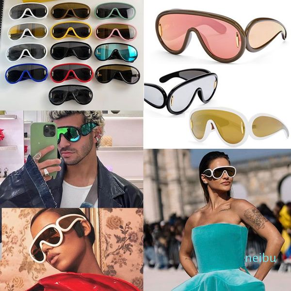 24ss temporada máscara de onda de acetato para mulheres designers grandes óculos de sol pernas largas moda masculina tons personalizados praia 100% proteção