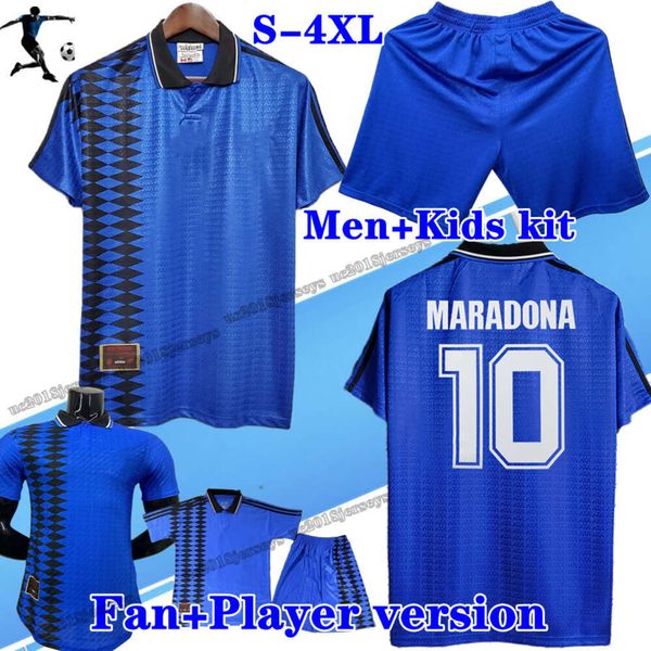 S-4XL Maradona 1994 Retro Argentinien Fußballtrikot Herren Kinderset Klassisches Vintage-Fußballtrikot Messis RIQUELME CRESPO TEVEZ ORTEGA BATISTUTA