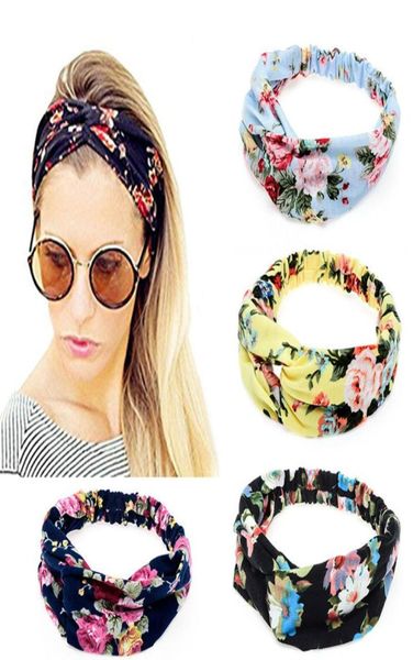 2017 novas mulheres largas turbante bandana multicolorido flor cruz feminino elástico headbands flor headband feminino acessórios para o cabelo 6460495