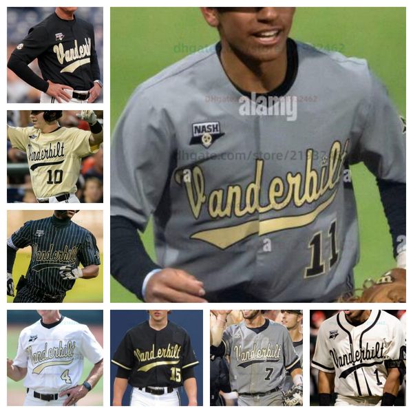 Maglia da baseball Vanderbilt tutta cucita Maglie uomo donna personalizzate Logan Poteet Chris Maldonado Jack Bulger Ryan Ginther Matt Ossenfort