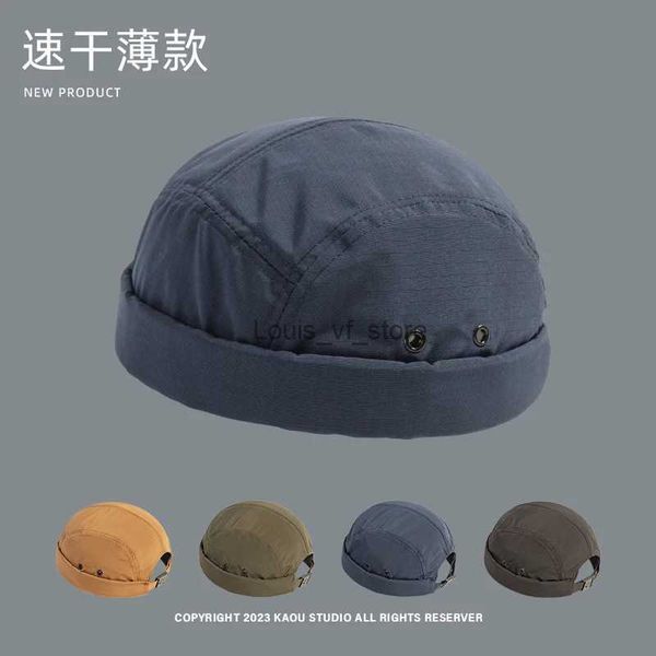 Berretti/berretti con teschio da uomo retrò ad asciugatura rapida cappello da padrone di casa cinese con cuciture zucchetto per bambini senza tesa Hip Hop Yuppie Fashion CapH240122