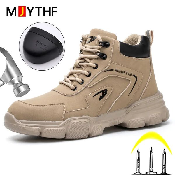 Gai inverno botas de segurança masculinas anti-esmagamento anti-facada tênis de aço toe sapatos masculino bota de trabalho indestrutível 240119