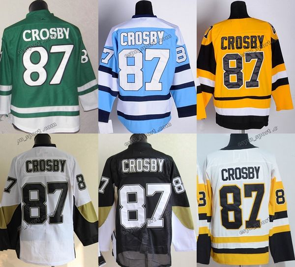 Toptan En Kalite 87 Sidney Crosby Ice Hokey Formaları Tüm Dikişli Nakış C Yaması M-XXXL