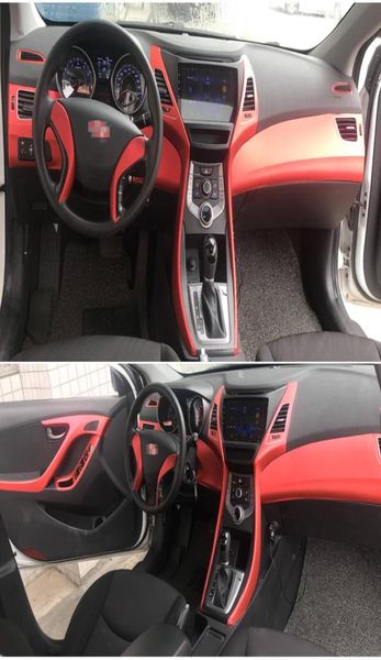 Per Hyundai Elantra MD 20122016 Interni Pannello di controllo centrale Maniglia della porta Adesivi in fibra di carbonio Decalcomanie Car styling Accessorie7424977