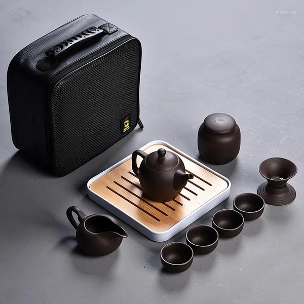 Set da tè 10 pezzi Set da tè bello e facile teiera bollitore da viaggio cinese in ceramica portatile vassoio da tè tazza di caffè Gaiwan