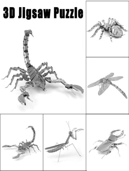 3D Metal Yapboz Bulmaca Montaj Modeli Çeşitli Böcek Koleksiyonu İstihbarat Modeli Oyuncaklar IQ Eğitim Oyuncakları Çocuklar Yetişkin Christm4728348