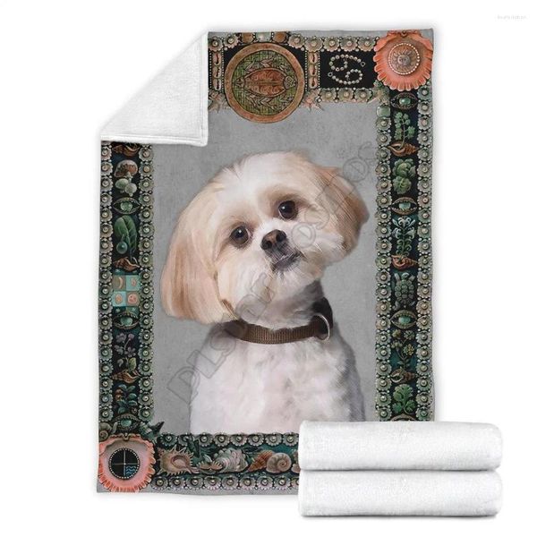 Coperte Simpatica coperta in pile Shih Tzu Cane Wearwanta Stampata Indossabile Adulti/bambini Sherpa 03