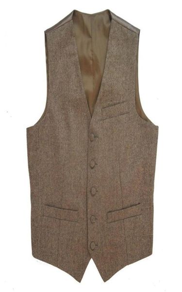 Gilet da sposa rustico vintage in tweed Gilet marrone da uomo Estate Inverno Slim fit Groom039s Indossare Gilet da uomo Taglie forti 6XL2852156