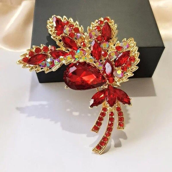 Spille alla moda tendenza retrò classica multicolore da donna floreale foglia strass grande ciondolo in cristallo regalo per festa di nozze