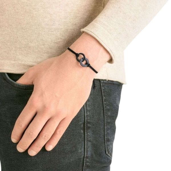 Swarovskis pulseira designer de luxo moda feminina qualidade original nova mão corda preto textura carbono duplo anel fivela para sempre unido tecido homem corda mão