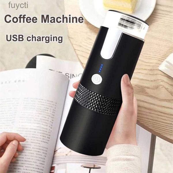 Kahve Yapıcıları 2023 Yeni Taşınabilir Kahve Makinesi USB Şarj Edilebilir Elektrik Kahve Kapsülü Yarı Otomatik Öğütme Kahve Makinesi Kahve Potu YQ240122