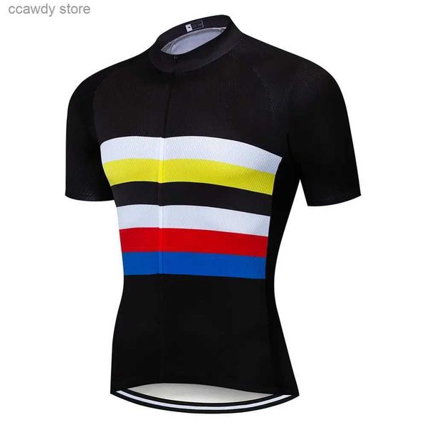 Homens camisetas Camisas de ciclismo Tops Pro Team Jersey Bicicleta Desgaste 9D Gel Pad Ropa Ciclismo Rock Mtb Roupas Roupas Roupas Preto Top JerseyH24122