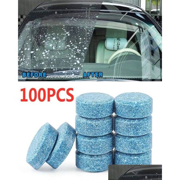 Прочие инструменты для чистки 204060100Pcs Ракель для мытья окон автомобиля Шипучие таблетки Твердые скребки Жидкость для мытья лобового стекла T Dhzr6