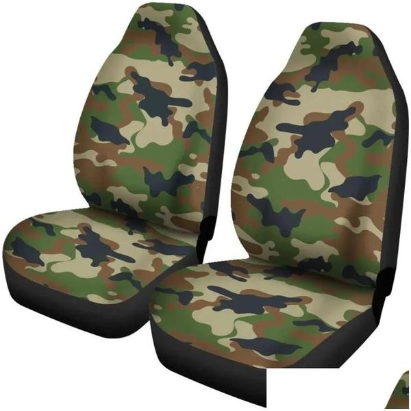 Capas de assento de carro Ers 2 Pcs Camuflagem Conjunto Protetores Adequados para Suv Bucket Assentos Acessório Aceitar Personalização Drop Delivery Automóveis M Dhuet