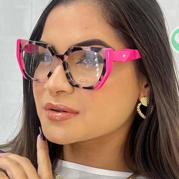 Sonnenbrillenrahmen 2024 Mode Anti-Blaulicht-Brillen Mann Frauen Übergroße Cat Eye Brillengestell Retro Schwarz Große Computerbrille