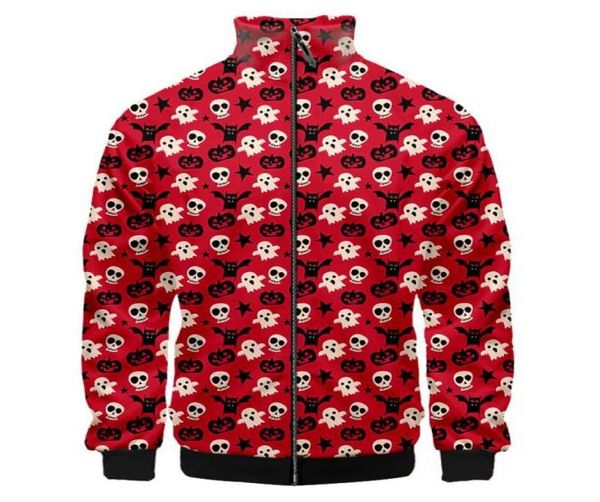 Men039s Giacche Personalizzate Plus Size Cartoon Skull Colletto alla coreana Giacca da uomo Stampa 3D Zucca Cerniera Cappotto a maniche lunghe Oversize Spo3035859