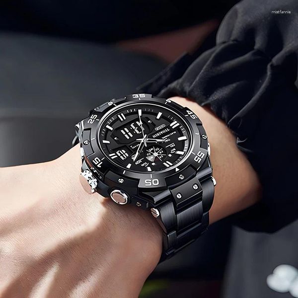 Wristwatches Men Sports Watches Digital Quartz Steel Wrist Chronograph Date Week Full Watch Male Clock