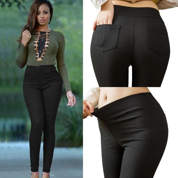 Capris Frauen Bleistift Hosen Baumwolle Hosen 2021 Neue Tasche Hosen Dünne Jeggings Denim Dünne Schwarze Hosen Push-Up-Leggings