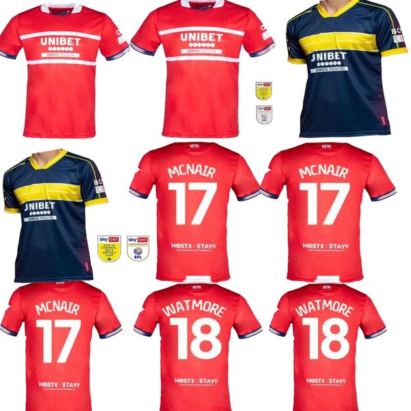 23 24 Middlesbrough Soccer Jerseys 2023 Tavernier Payero Howson McNAIR AKPOM CLARKE FRY FORSS LENIHAN Maillot de football Uniformes Hommes Kits uniformes