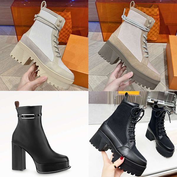 Novas mulheres botas designer martin deserto bota salto alto tornozelo botas vintage impressão bota de couro clássico botas de luxo moda ao ar livre sapatos com caixa 480