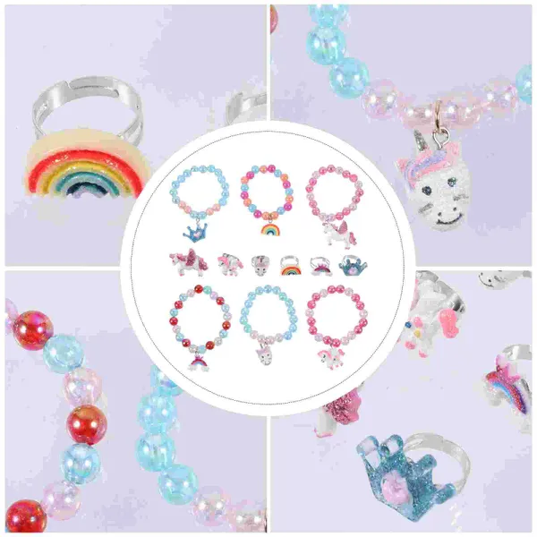 Charm Bilezikler 2 Set Little Girl Çocuk Bilezik Yüzük Toddler Pearl Abs İnciler Zarif Bilek Bantları