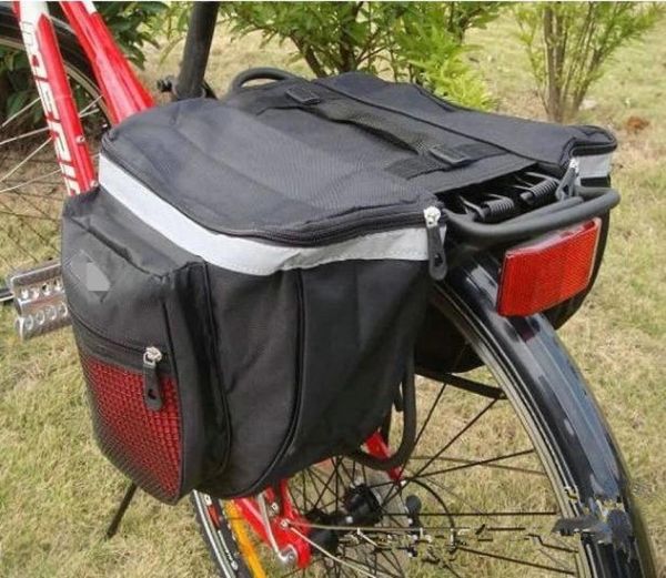 Su geçirmez açık siyah bisiklet bisiklet eyer çanta bisiklet çantaları PVC ve naylon su geçirmez çift yan arka raf kuyruk koltuğu BA6997338