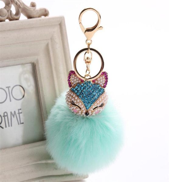 Charms Crystal Faux Tilki Kürk Anahtarı Kadın Biblolar Torbalarda Süspansiyon Araba Anahtar Zinciri Anahtar Yüzük Oyuncak Hediyeler Llaveros Takı Çocuk Toys8708571