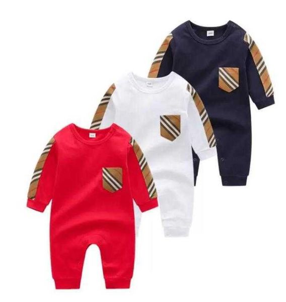 Весенне-осенние детские комбинезоны с длинными рукавами, хлопковые клетчатые комбинезоны для малышей, детские комбинезоны, одежда для новорожденных, одежда для сна5560492