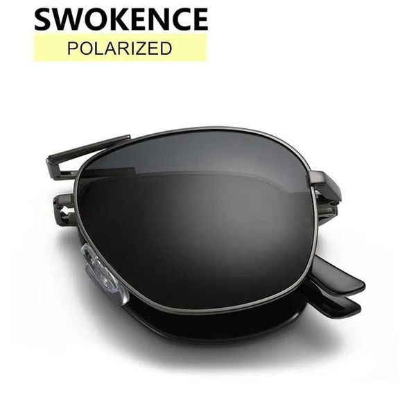 Sonnenbrille SWOKENCE Gehobene Mode Faltbare Polarisierte Sonnenbrille Männer Frauen Vintage Tragbare Falten Metallrahmen Sonnenbrille Mit Box SA06 YQ240120