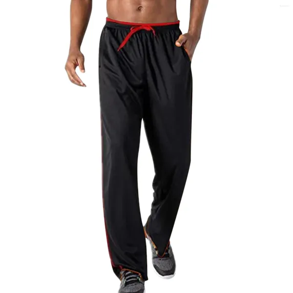 Calças masculinas respirável jogger sweatpants malha bolsos homens correndo zíper menino meia moda coreana roupas masculinas