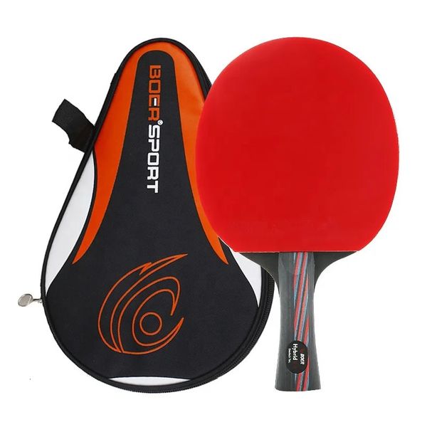 Boer 6 estrelas raquete de tênis de mesa profissional carbono raquete de ping pong horizontal aperto reto paddle pingpong bat com saco 1 pçs 240122