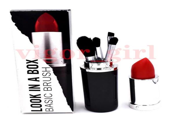 M Look in a Box Pincéis de maquiagem profissional Conjunto de 4 peças com kit de batom Sombra Blush Pincel de pó de alta qualidade Presente de Natal 4808881