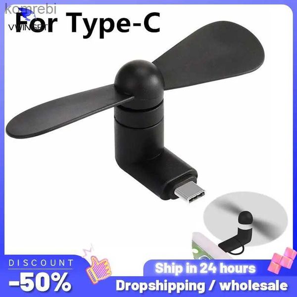 Elektrische Fans Typ C Port Mini Elektrische Telefon Fan Tragbare Micro USB Lüfter Mute Mini Kühler Für Mobile Android Handy USB Typ C FanL240122